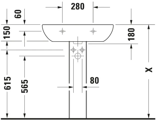 Wandwaschtisch „D-Code“, mit Überlauf 65 × 50 cm Wandwaschtisch „D-Code“, mit Überlauf 65 × 50 cm