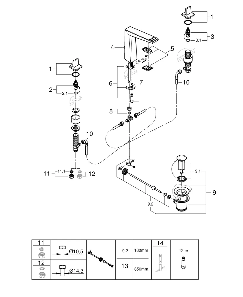 Grohe Allure Brilliant Private Collection 3-Loch Waschtischbatterie L-Size Vanilla Noir Ceasarstone chrom Grohe Allure Brilliant Private Collection 3-Loch Waschtischbatterie L-Size Vanilla Noir Ceasarstone chrom