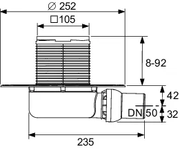 drainpoint S 111 Ablaufset superflach mit Seal System Universalflansch, ohne Zulauf