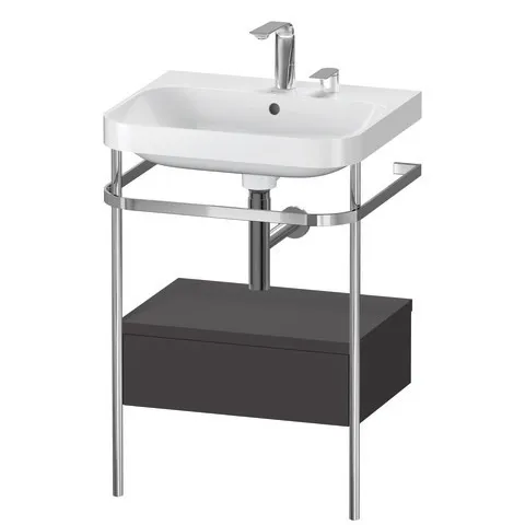 Duravit Waschtischunterschrank c-shaped Set mit Metallkonsole und Schubkasten „Happy D.2 Plus“ 57,5 × 85 × 49 cm Graphit Supermatt Duravit Waschtischunterschrank c-shaped Set mit Metallkonsole und Schubkasten „Happy D.2 Plus“ 57,5 × 85 × 49 cm Graphit Supermatt