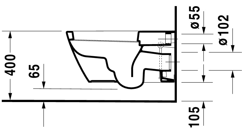 Wand-WC Starck 2 620 mm Tiefspüler, Durafix, weiß