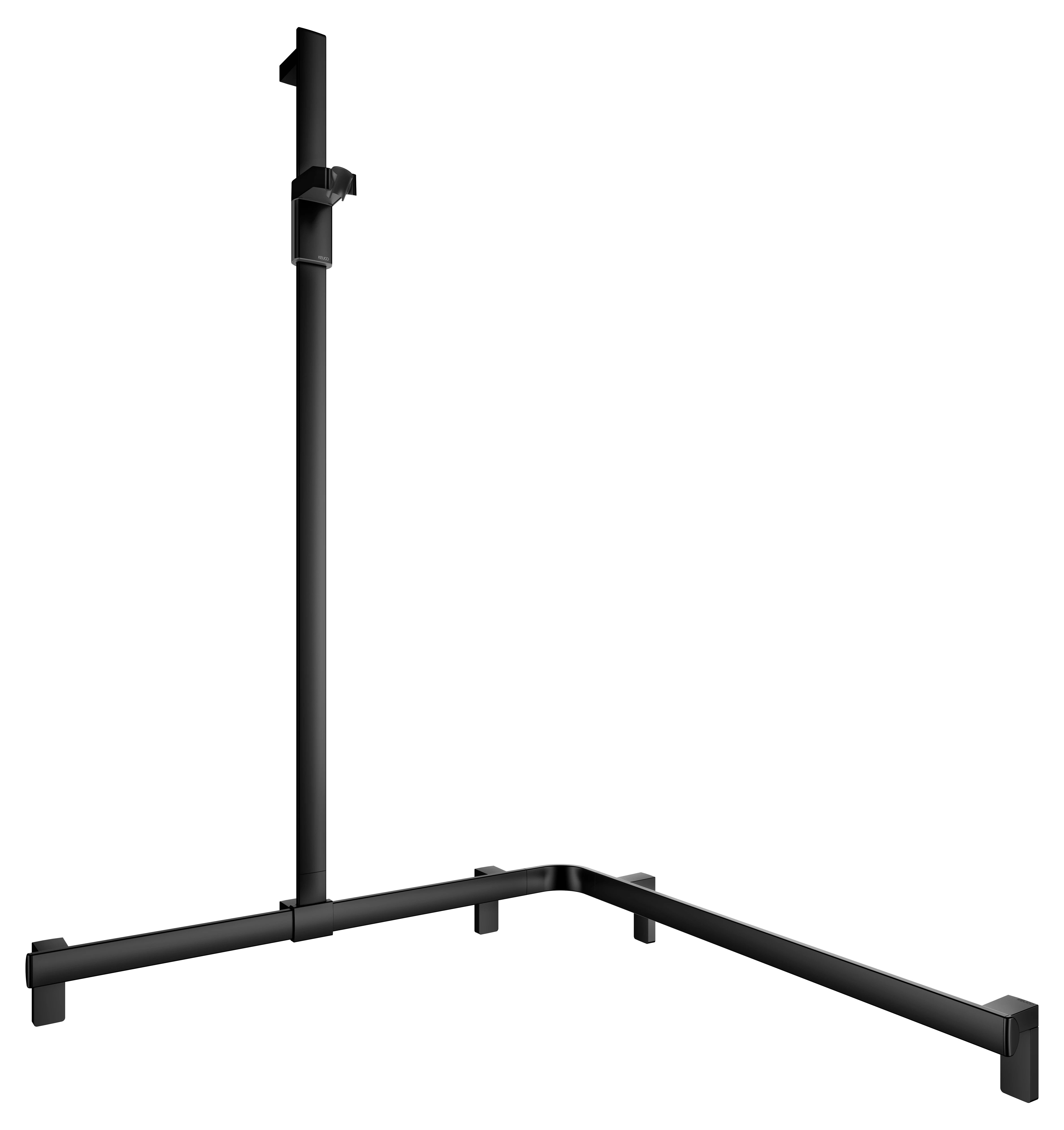 KEUCO AXESS Duschhandlauf mit Brausestange links 840/840/1300 mm schwarz matt