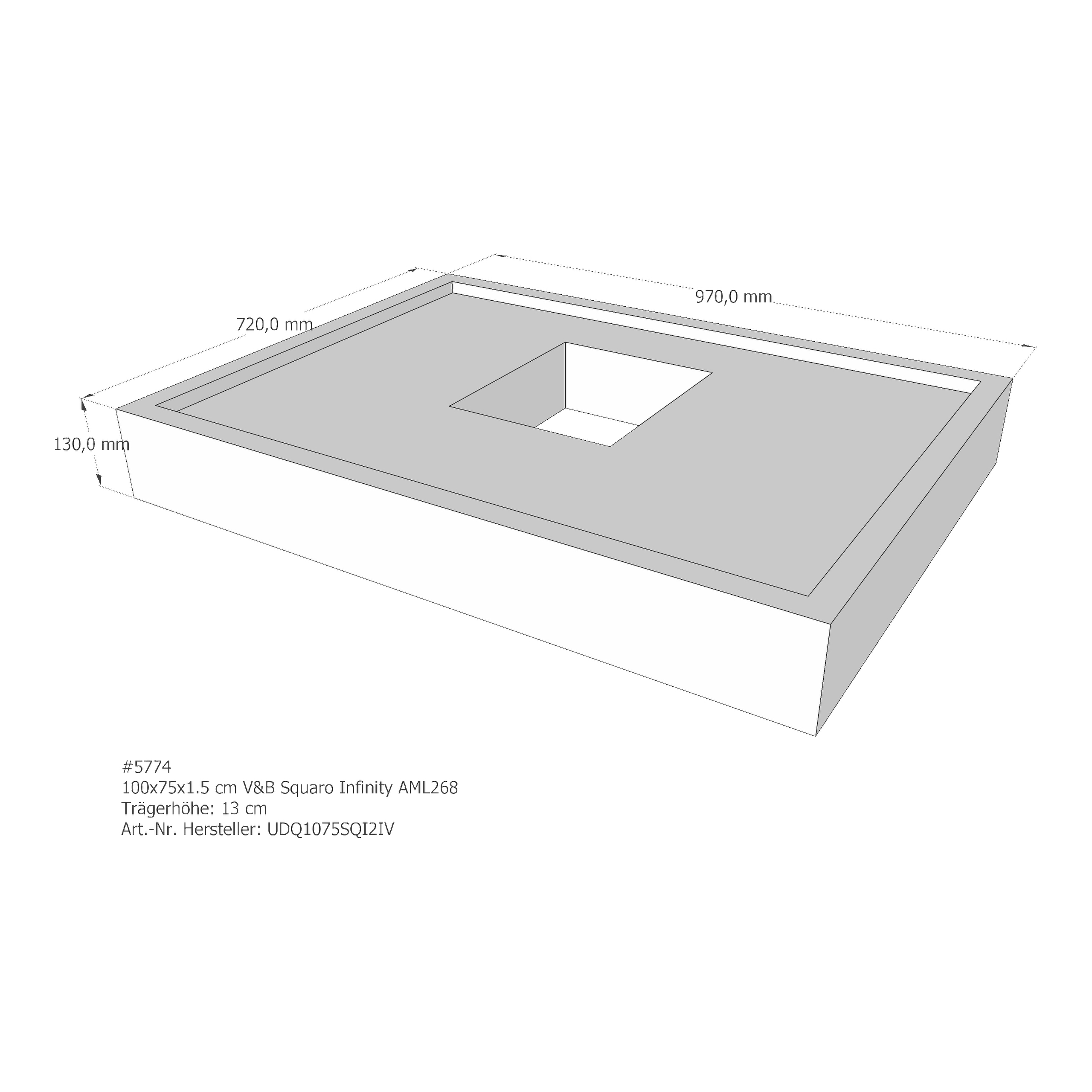 Duschwannenträger für Villeroy & Boch Squaro Infinity 100 × 75 × 1,5 cm Breite: 75 cm / Länge: 100 cm Duschwannenträger für Villeroy & Boch Squaro Infinity 100 × 75 × 1,5 cm Breite: 75 cm / Länge: 100 cm