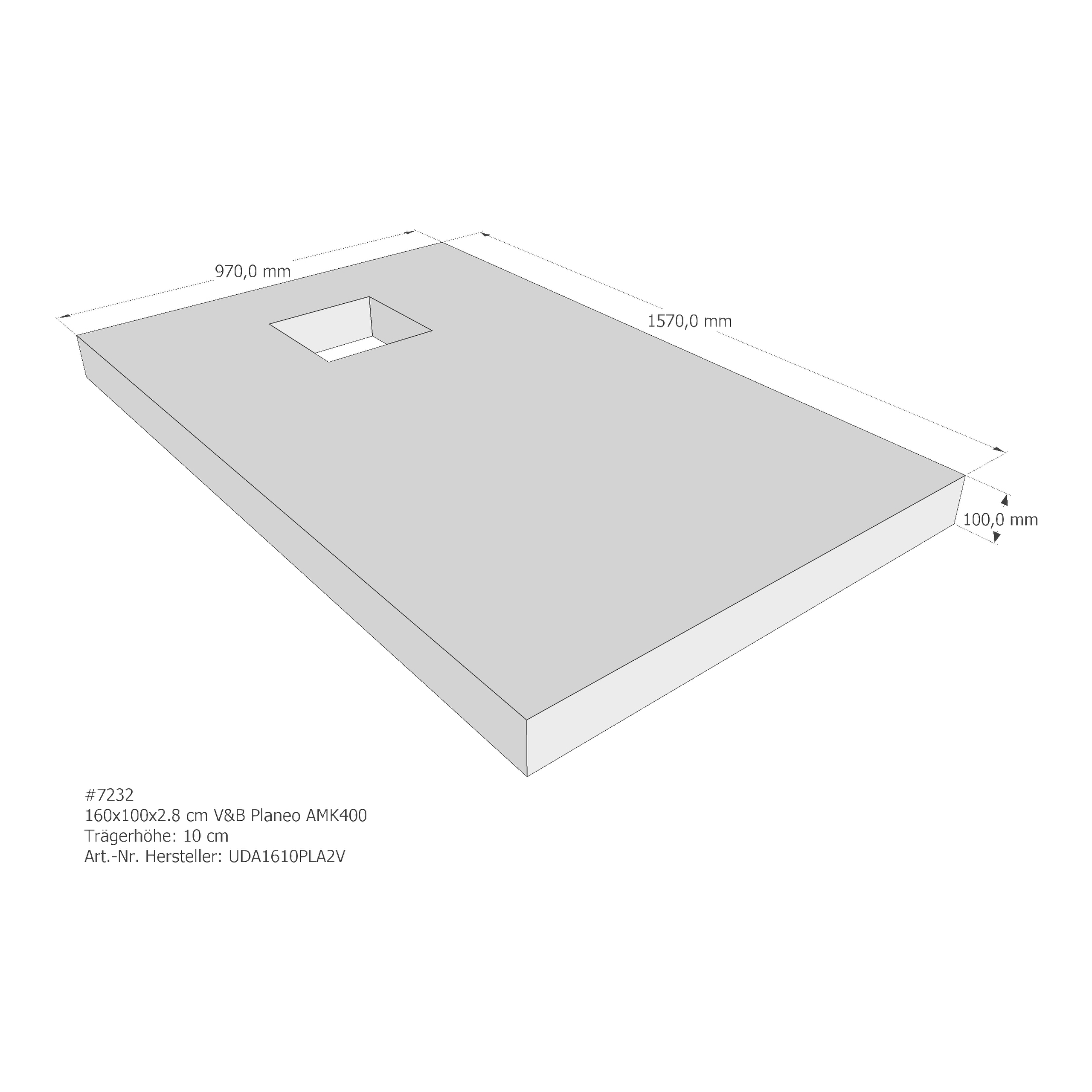 Duschwannenträger für Villeroy & Boch Planeo 160 × 100 × 2,8 cm