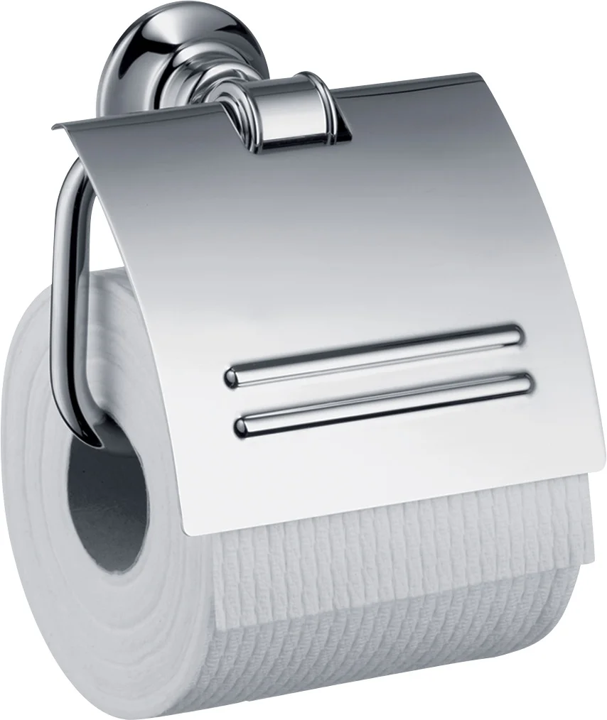 Hansgrohe AXOR Montreux Papierrollenhalter mit Deckel, Chrom, Wandmontage, Metall, verdeckte Befestigung