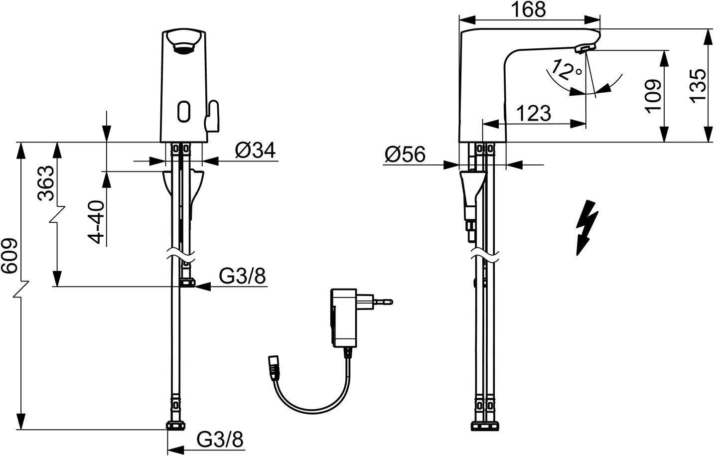 HansaELECTRA Waschtischarmatur, Niederdruck, 230⁄9 V, Bluetooth, Chrom HansaELECTRA Waschtischarmatur, Niederdruck, 230⁄9 V, Bluetooth, Chrom