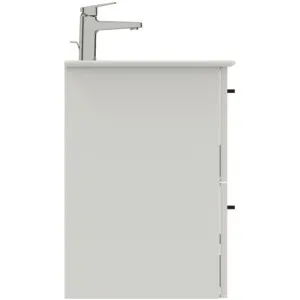 Möbelpaket i.life A mit Waschtisch 60cm und Unterschrank mit schwarzem Griff Weiß matt