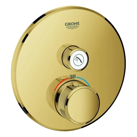Thermostat Grohtherm SmartControl 29118, mit einem Absperrventil, Fertigmontageset für Rapido SmartBox, Wandrosette rund, chrom Farbe: cool sunrise Thermostat Grohtherm SmartControl 29118, mit einem Absperrventil, Fertigmontageset für Rapido SmartBox, Wandrosette rund, chrom Farbe: cool sunrise
