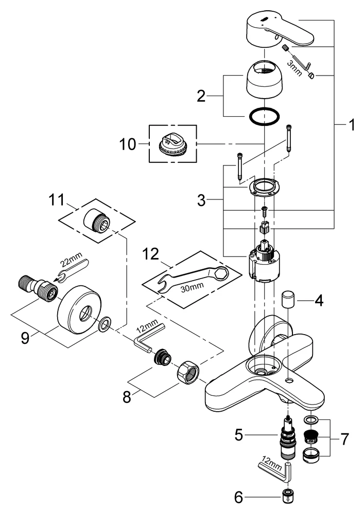 Einhand-Wannenbatterie Eurostyle Cosmopolitan 33591_2, Wandmontage, eigensicher, chrom