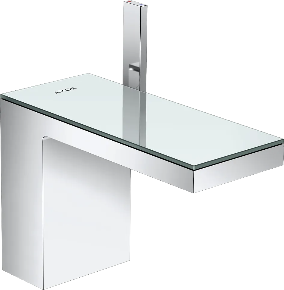 Hansgrohe AXOR MyEdition Einhebel-Waschtischmischer 110 mit Push-Open Ablaufgarnitur, Chrom/Spiegelglas Hansgrohe AXOR MyEdition Einhebel-Waschtischmischer 110 mit Push-Open Ablaufgarnitur, Chrom/Spiegelglas