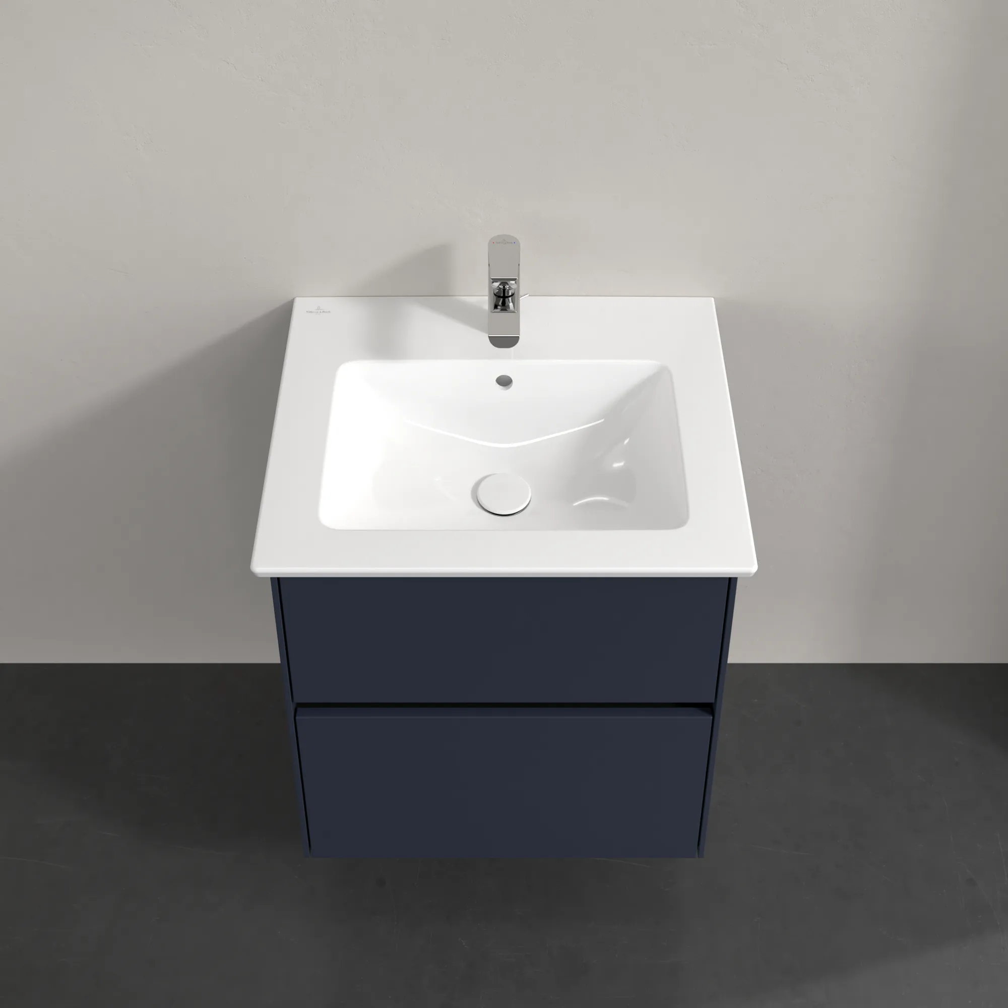 Villeroy & Boch Waschtischunterschrank „Collaro“ 561 × 610 × 480 mm Marine Blue, ohne Beleuchtung, für Becken mittig Villeroy & Boch Waschtischunterschrank „Collaro“ 561 × 610 × 480 mm Marine Blue, ohne Beleuchtung, für Becken mittig