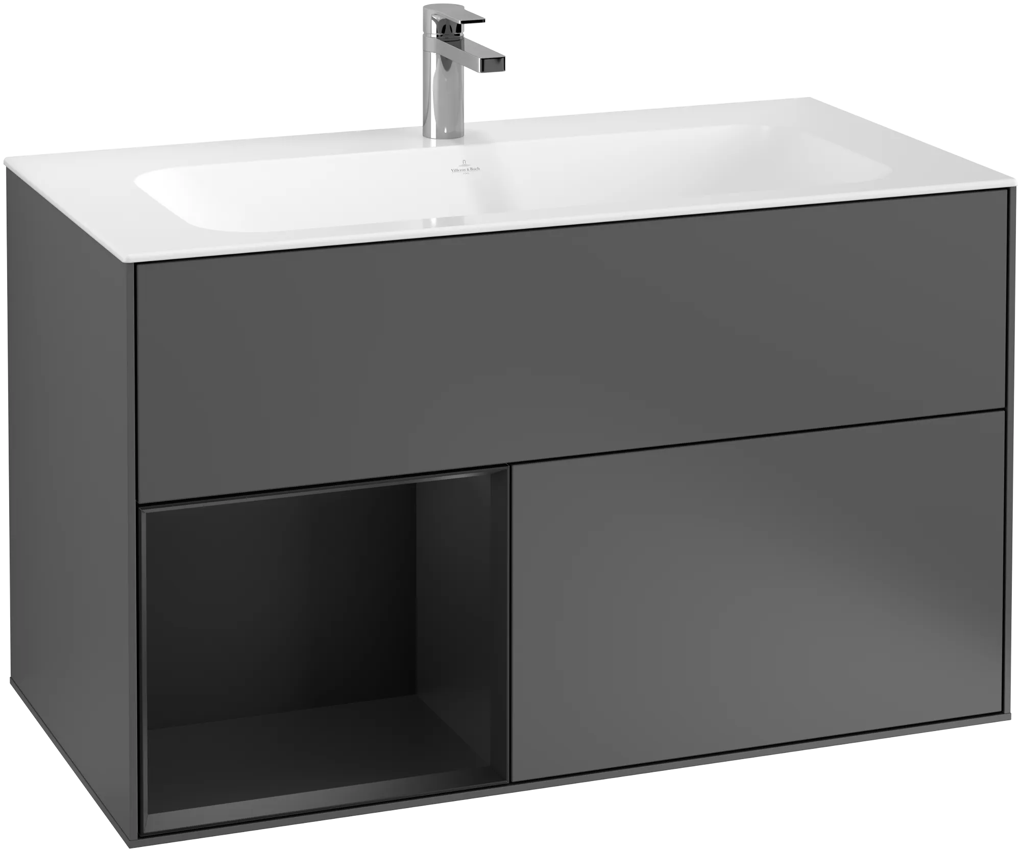 Villeroy & Boch Waschbeckenunterschrank Finion F03, Anthracite Matt Lacquer, 996x591x498 mm, mit Beleuchtung und Push-to-open Funktion