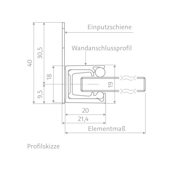 HSK Einputzschiene für Walk In Pro und Aperto Pro Serie