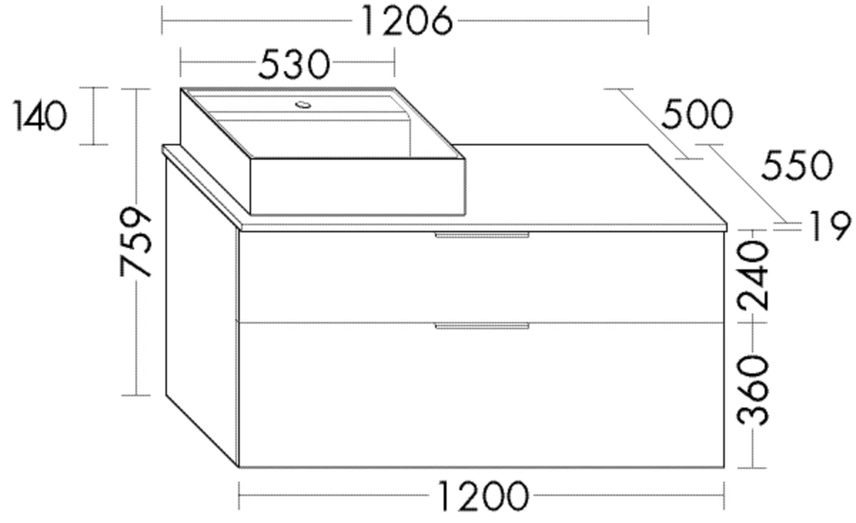 Keramik-Wt inkl. Wtu (SGUQ120), Eqio, 550x1206x759, Lack Matt