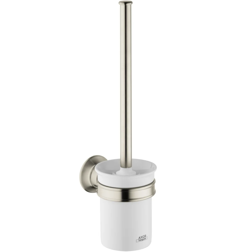 Hansgrohe AXOR Montreux WC-Bürstenhalter Wandmontage Chrom, herausnehmbarer Porzellaneinsatz, Bohrabstand 35 mm, Bohrloch-Durchmesser 6 mm