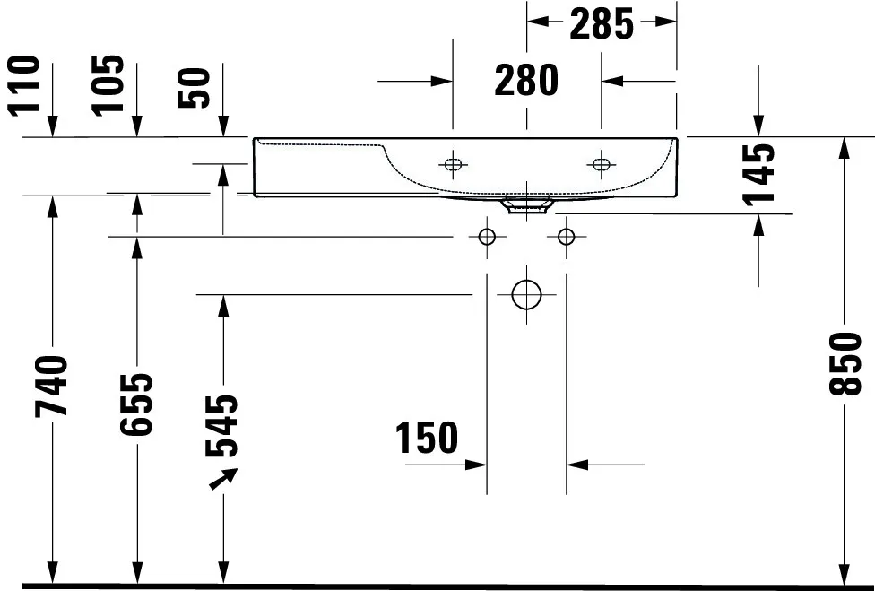 Wandwaschtisch „DuraSquare“, ohne Überlauf, Hahnlochposition mittig Wandwaschtisch „DuraSquare“, ohne Überlauf, Hahnlochposition mittig