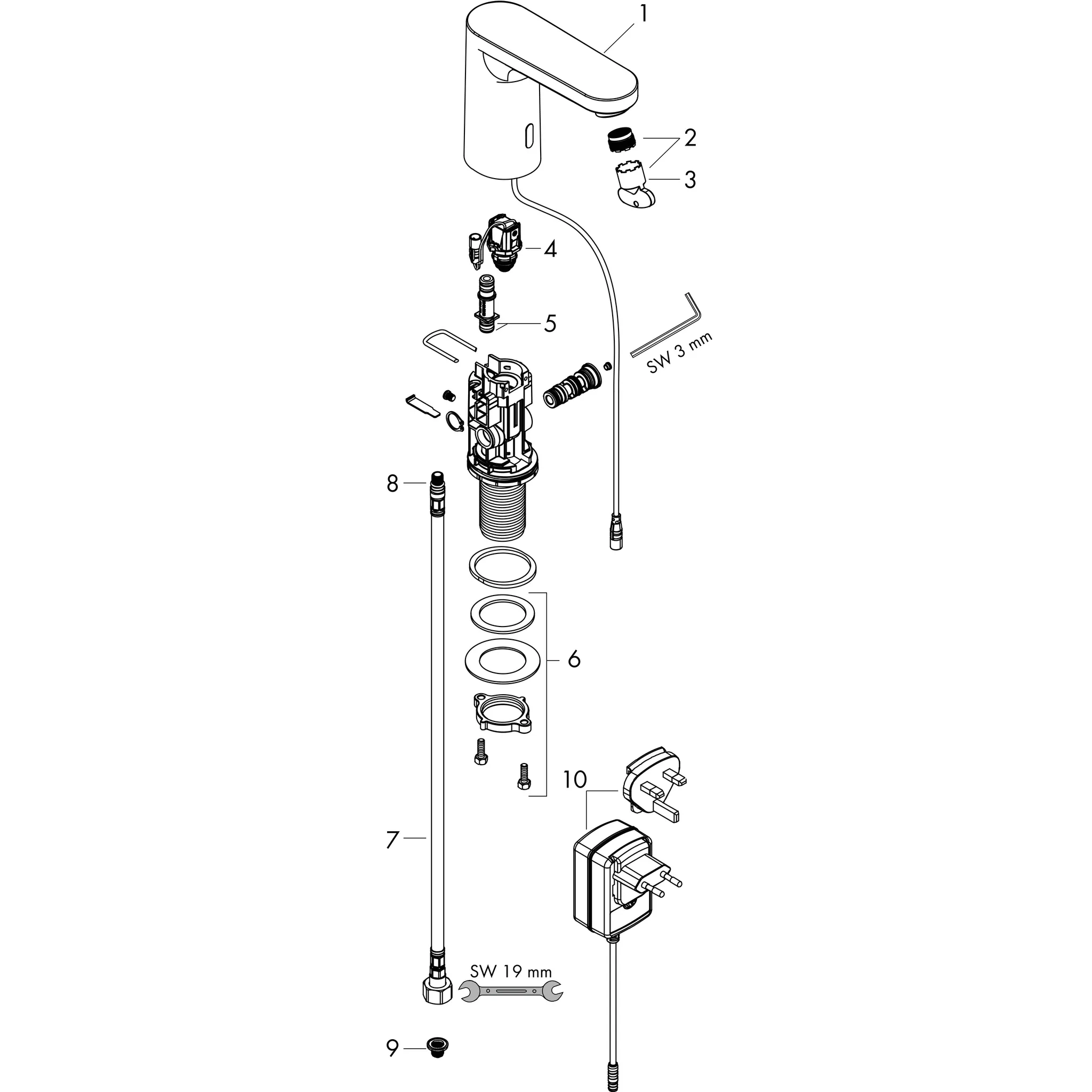 Hansgrohe Vernis Blend Elektronik-Waschtischmischer für Kaltwasser, Chrom
