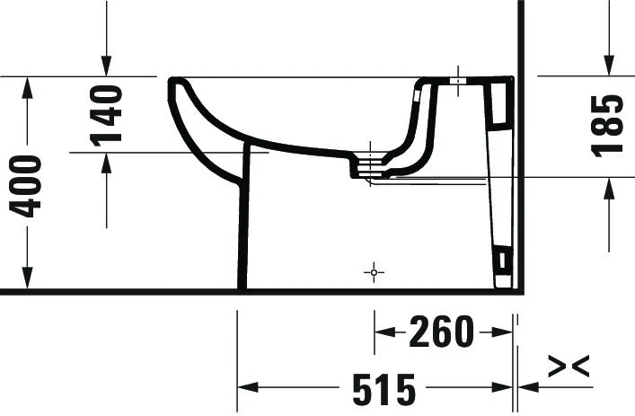 Duravit Stand-Bidet „No.1“, Befestigung sichtbar 36,5 × 65 × 40 cm