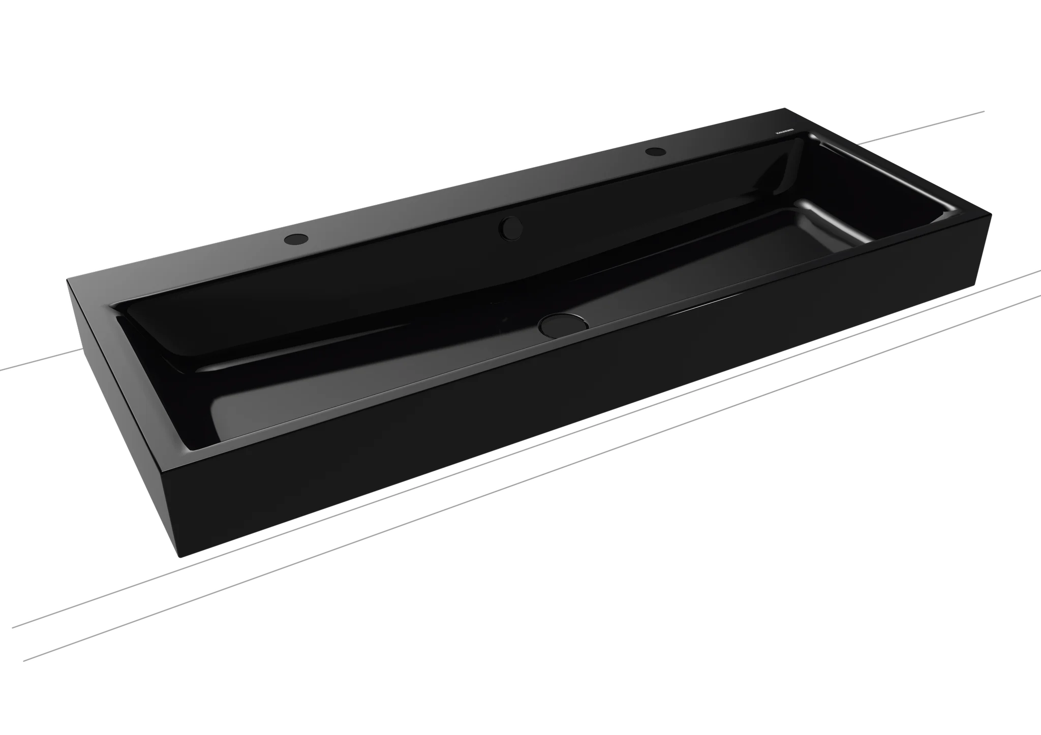 Kaldewei Aufsatz-Doppelwaschtisch PURO, Randhöhe 120 mm, 1200 x 460 mm in schwarz