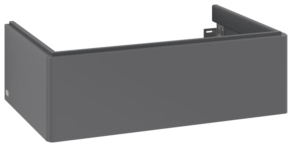 Villeroy & Boch Waschbeckenunterschrank Antao K01, Anthracite Matt Lacquer, 788x256x496mm, 256mm Höhe, mittige Wanneneinbauposition, 1 Auszug mit SoftClosing und Push-to-open Funktion