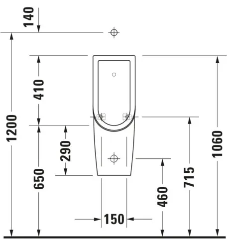 Urinal Starck 3, Zulauf von oben rimless, ohne Fliege, weiß