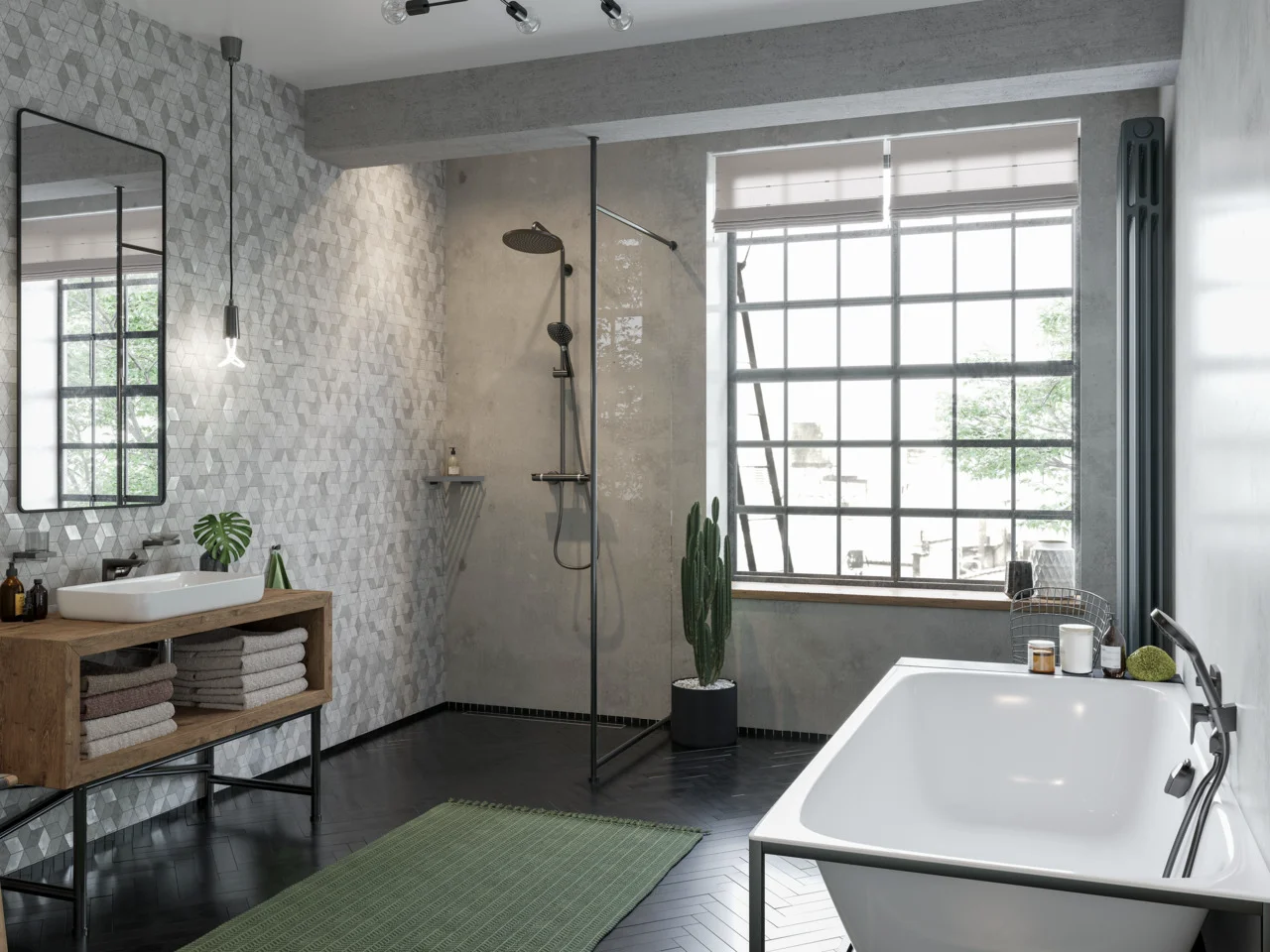 Hansgrohe Talis E Einhebel-Wannenmischer Unterputz, Brushed Black Chrome, 2 Verbraucher, Keramikmischsystem, einstellbare Temperaturbegrenzung, automatische Rückstellung, Schalldämpfer