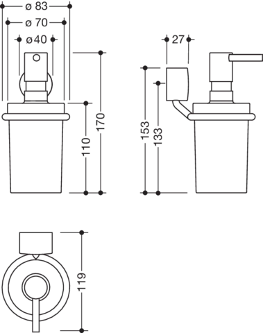 HEWI Seifenspender „System 815“ 11,9 × 8,3 × 16,9 cm in / /