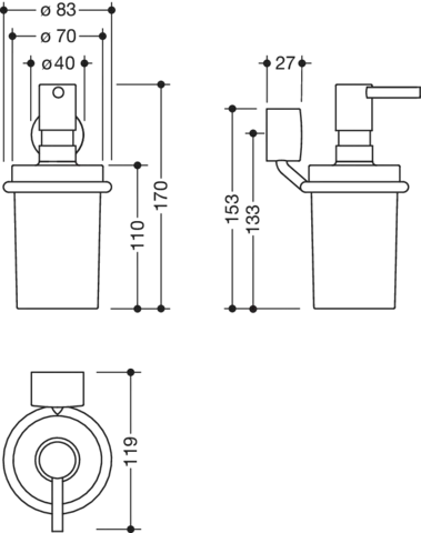 HEWI Seifenspender „System 815“ 11,9 × 8,3 × 16,9 cm HEWI Seifenspender „System 815“ 11,9 × 8,3 × 16,9 cm