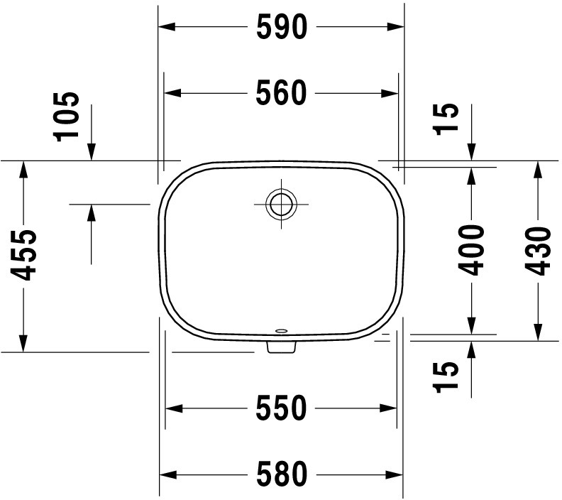 Unterbauwaschtisch „D-Code“, Form rechteckig 56 × 40 cm 