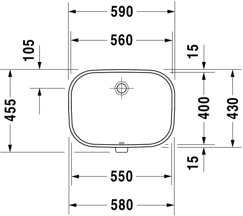 Unterbauwaschtisch „D-Code“, Form rechteckig 56 × 40 cm
