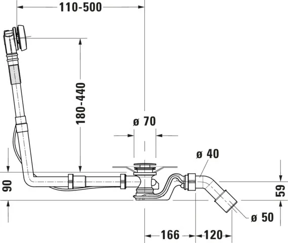 Duravit Ab- und Überlaufgarnitur für Badewannen Modell 792206 Duravit Ab- und Überlaufgarnitur für Badewannen Modell 792206