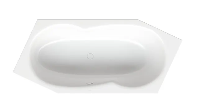 Bette Badewanne BW Sonstige Edelweiß, 2060 x 900 mm, 30 mm Randhöhe, 190 l Nutzinhalt, 2-Sitzer, Sechseck, Einbau, Fußende links, Überlauf vorne