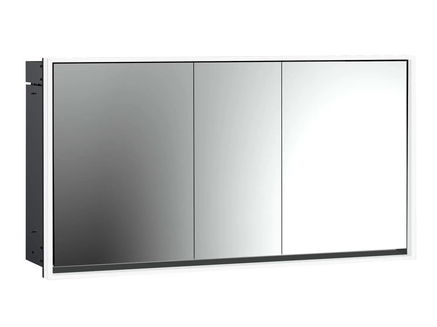 LED-Lichtspiegelschrank Loft Unterputz, 1600 mm, 3-türig schwarz