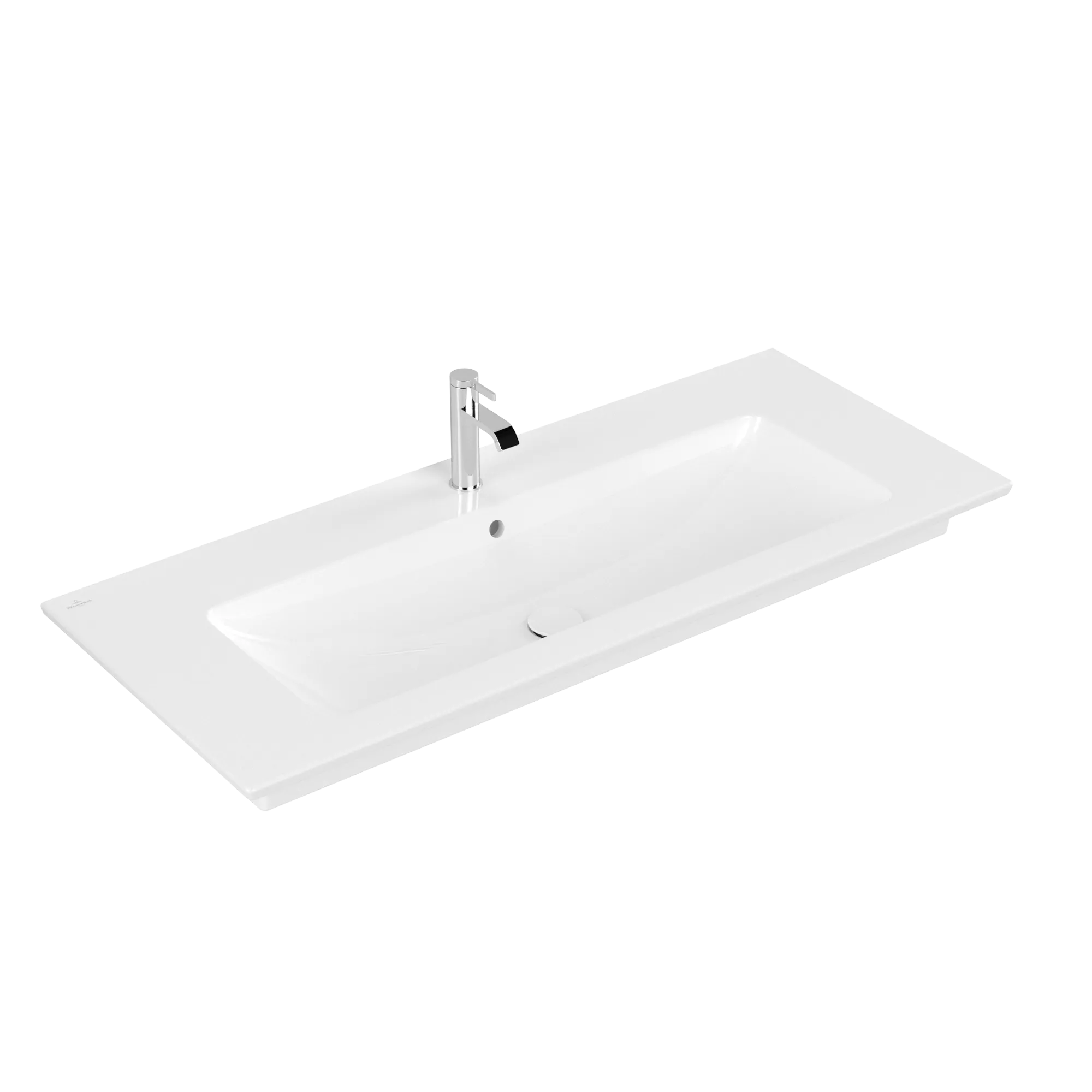 Villeroy & Boch Wandwaschtisch „Venticello“ 1200 × 500 × 175 mm, für Becken mittig, mit Hahnlochbohrung, Hahnlochposition mittig in Weiß Alpin