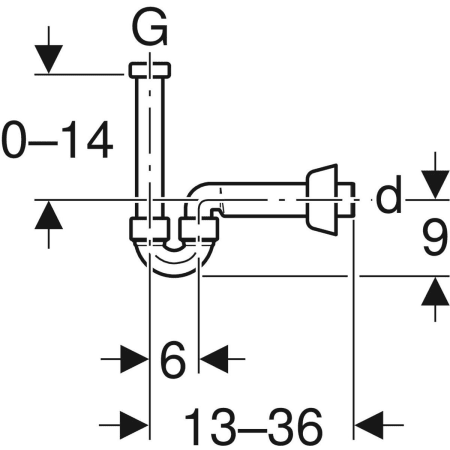 Rohrbogengeruchsverschluss für Waschbecken und Bidet, Abgang horizontal: d=40mm, G=1 1/4″, hochglanz-verchromt
