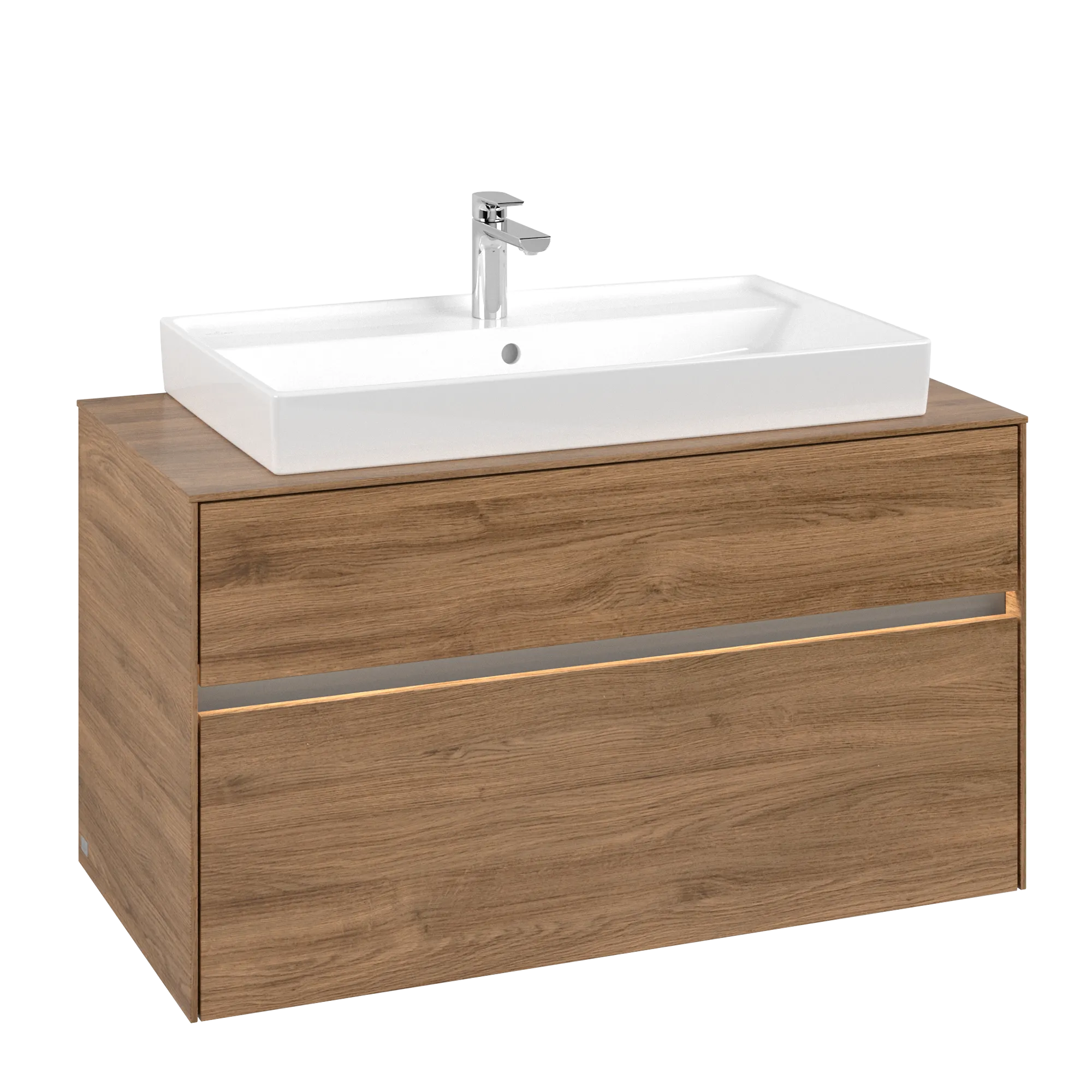 Villeroy & Boch Collaro Waschbeckenunterschrank, eckig, Kansas Oak, 1000x548x500 mm, mit Beleuchtung und SoftClosing Villeroy & Boch Collaro Waschbeckenunterschrank, eckig, Kansas Oak, 1000x548x500 mm, mit Beleuchtung und SoftClosing