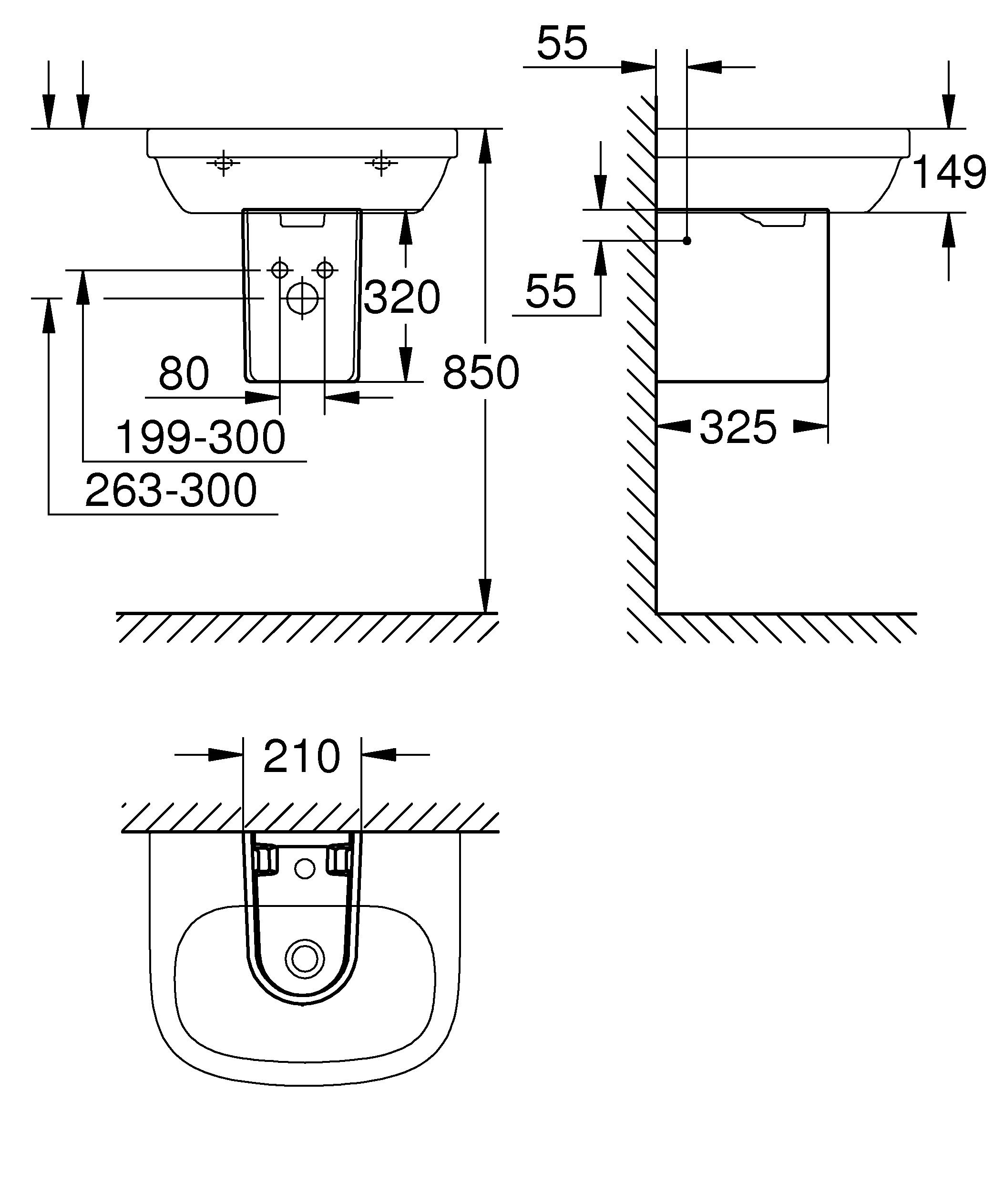 Halbsäule Euro Keramik 39325, für Handwaschtischbecken 45 cm, aus Sanitärkeramik, alpinweiß