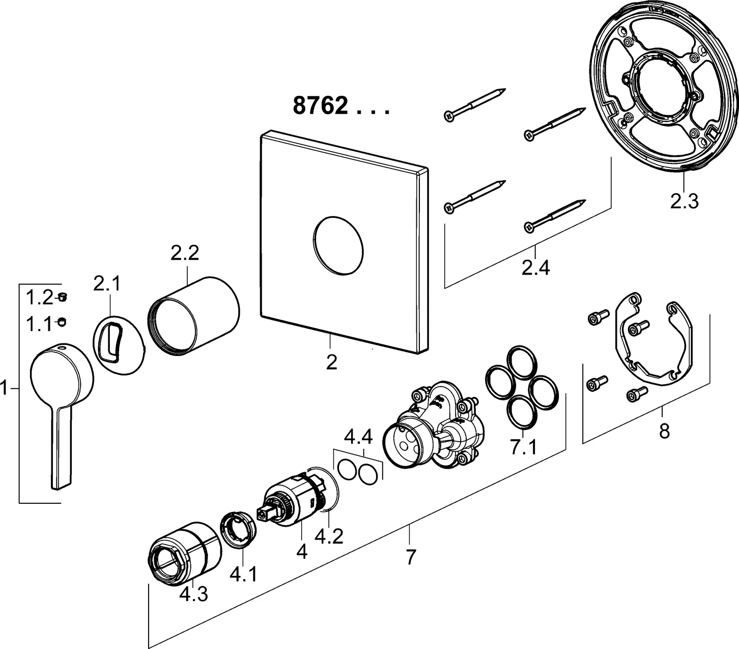 HansaLOFT Duscharmatur, Einhebelmischer Fertigmontageset für Brausebatterie, Rosette eckig Chrom