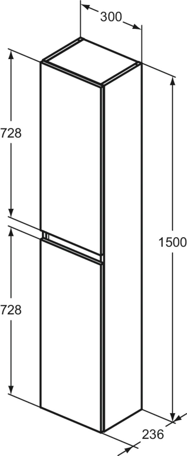 Ideal Standard Hochschrank „Eurovit+“ 30 × 150 × 23,6 cm