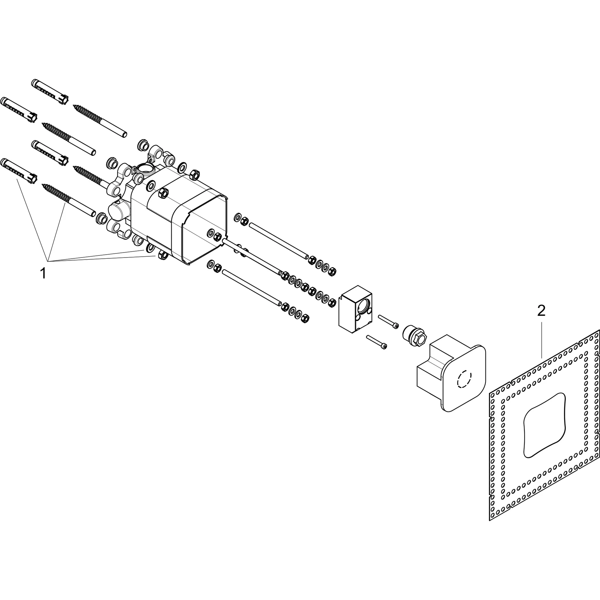 Kopfbrause Axor Nendo und Front mit Brausearm Grundset Kopfbrause Axor Nendo und Front mit Brausearm Grundset