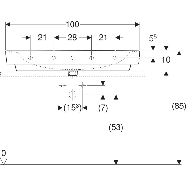 Aufsatzwaschtisch „Renova Plan“, rechteckig 100 × 48 cm in weiß alpin Aufsatzwaschtisch „Renova Plan“, rechteckig 100 × 48 cm in weiß alpin