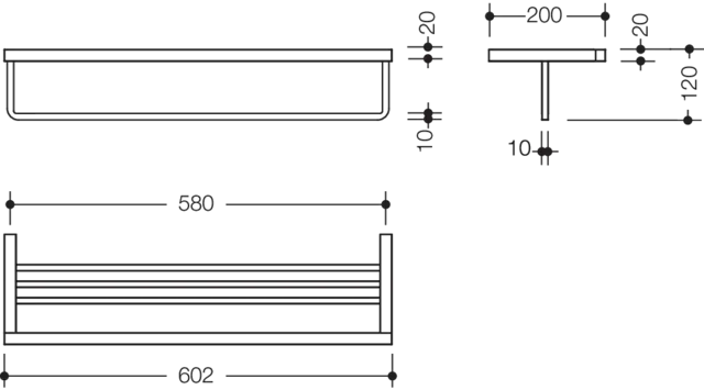 HEWI Badetuchablage System 100, 602mm, chrom HEWI Badetuchablage System 100, 602mm, chrom