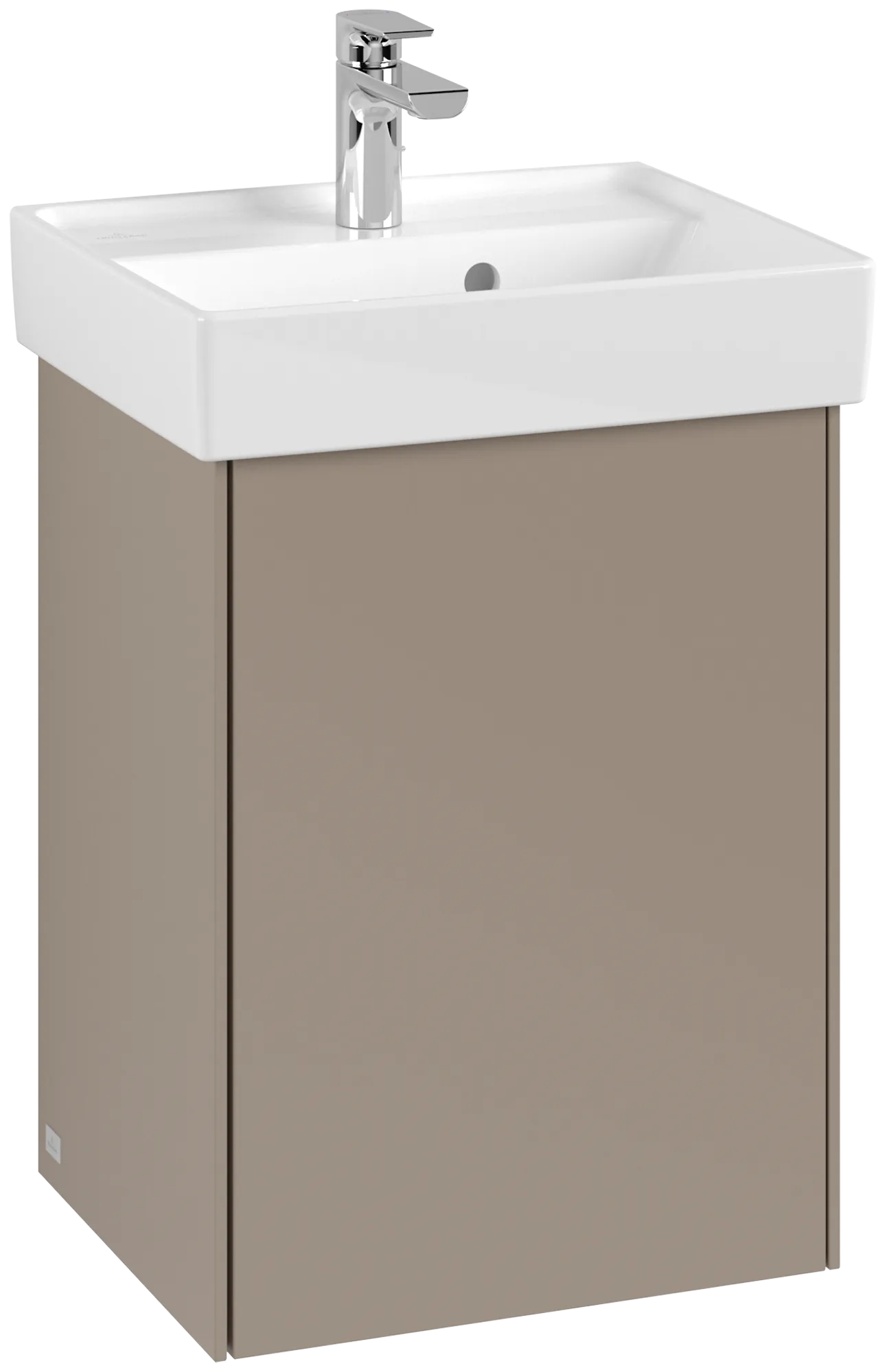 Villeroy & Boch Waschtischunterschrank mit Tür „Collaro“ 410 × 546 × 344 mm Taupe, für Becken mittig, Anschlag rechts, ohne Beleuchtung