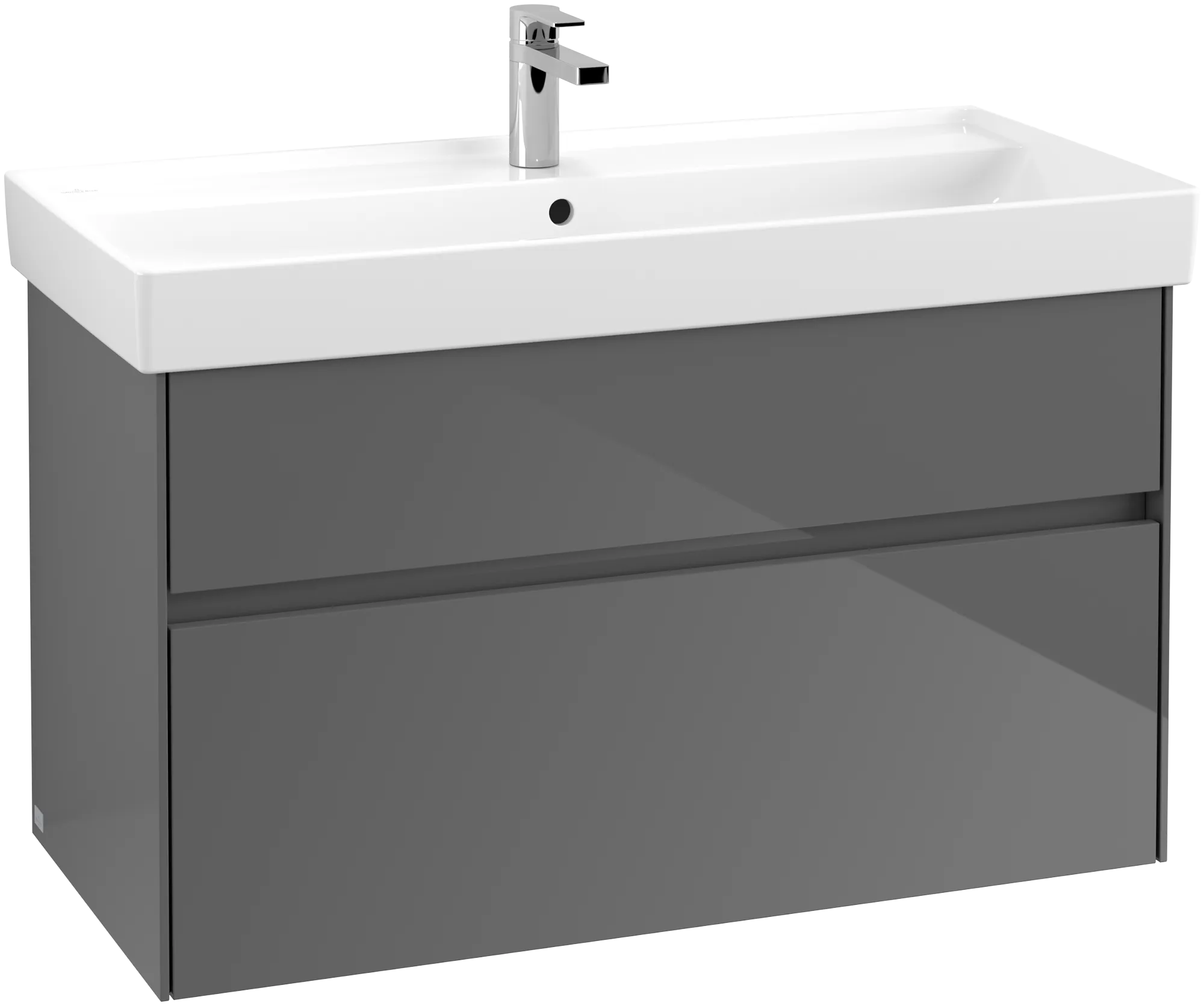 Villeroy & Boch Waschtischunterschrank „Collaro“ 954 × 546 × 444 mm Glossy Grey, für Becken mittig, mit Beleuchtung