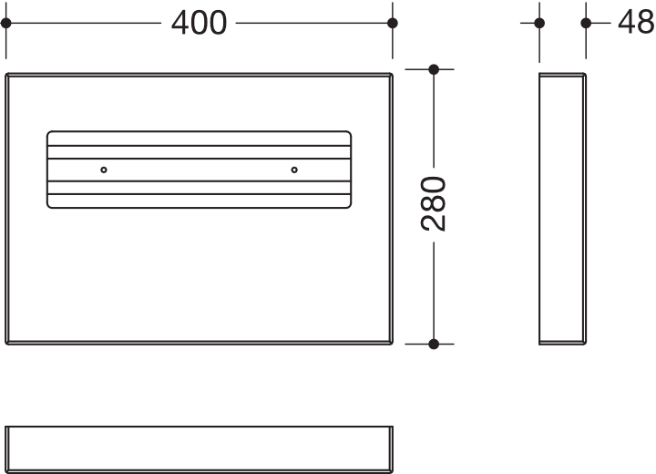 Toilettensitzauflagenspender, Edelstahl, matt geschliffen, Breite 400 mm, Höhe 280 mm, Tiefe 48 mm, Wandmontage