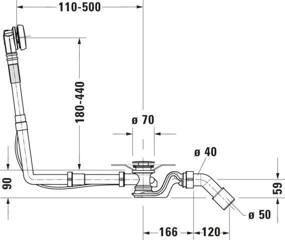 Duravit Ab- und Überlaufgarnitur für Badewannen Modell 792202 Duravit Ab- und Überlaufgarnitur für Badewannen Modell 792202