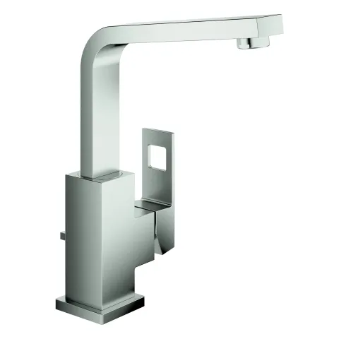 Einhand-Waschtischbatterie Eurocube 23135, L-Size, Einlochmontage, schwenkbarer Rohrauslauf, Zugstangen-Ablaufgarnitur 1 1/4'', chrom Einhand-Waschtischbatterie Eurocube 23135, L-Size, Einlochmontage, schwenkbarer Rohrauslauf, Zugstangen-Ablaufgarnitur 1 1/4'', chrom
