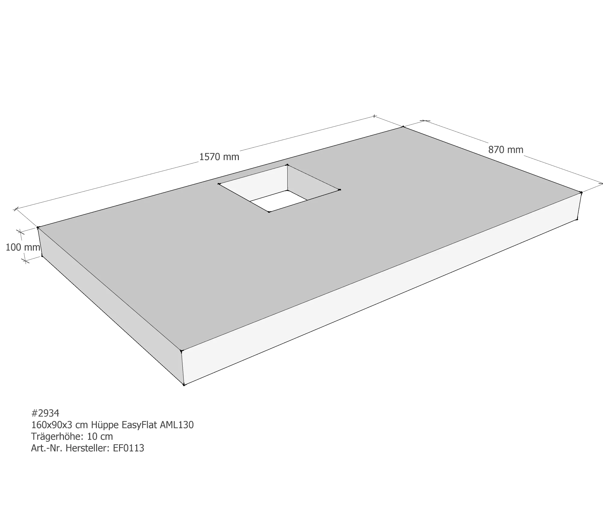 Duschwannenträger für Hüppe EasyFlat 160 × 90 × 3 cm