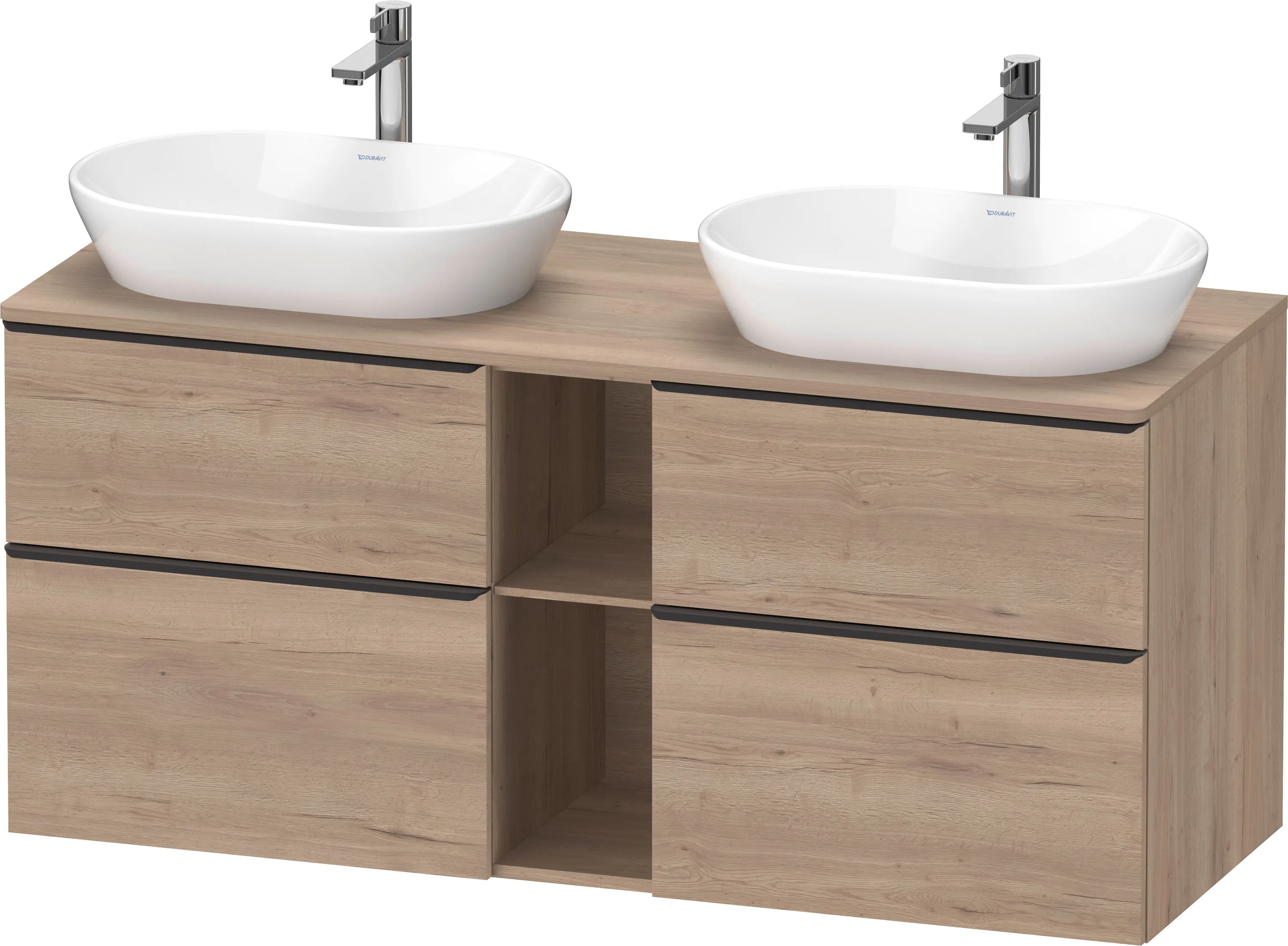 Duravit Waschtischunterschrank wandhängend „D-Neo“ 140 × 66,4 × 55 cm Eiche Marmoriert