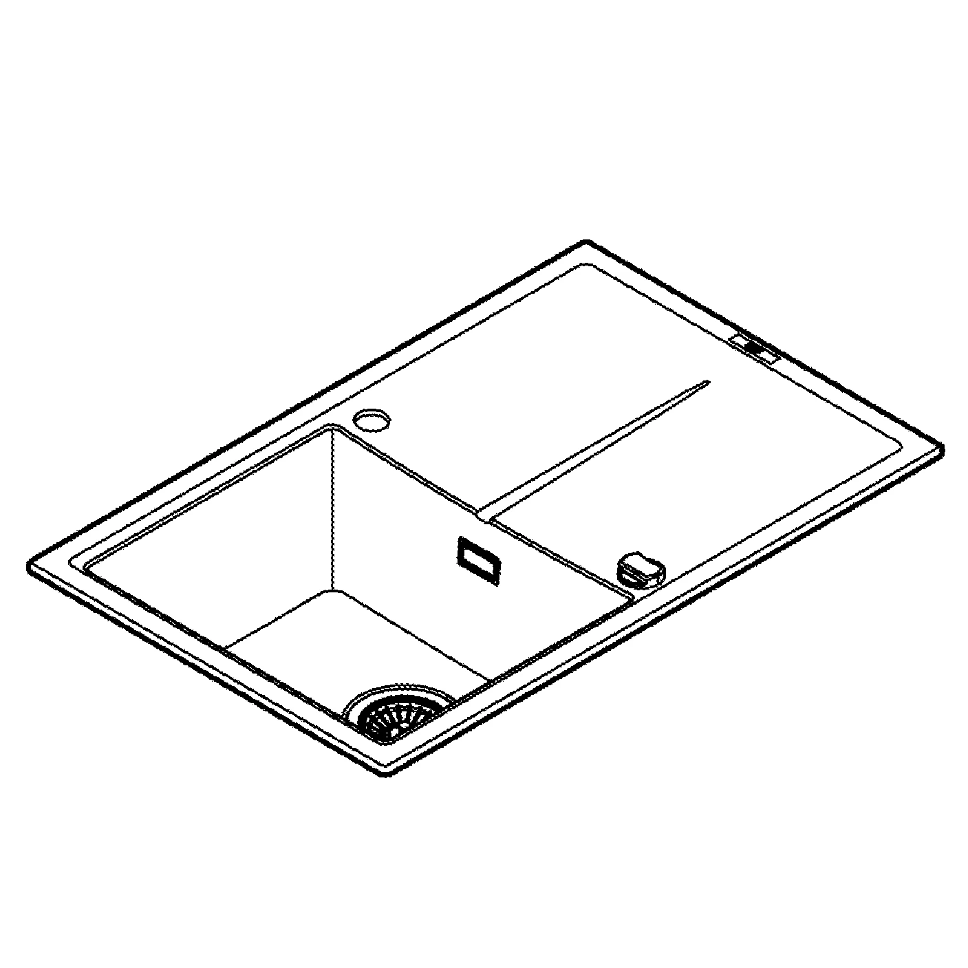 Kompositspüle K400 31639, mit Abtropffläche, Modell: K400 50-C 78/50 1.0 rev, Montageart: Standard-Einbauspüle, Maße: 780 x 500 mm, 1 Becken: 347 x 440 x 205 mm, granit schwarz